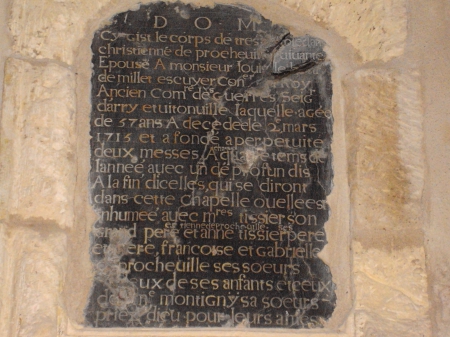 Plaque funéraire de Christienne de Procheville