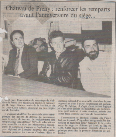 Le renforcement des Remparts en 1986