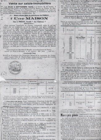 Vente du corps de garde en 1935