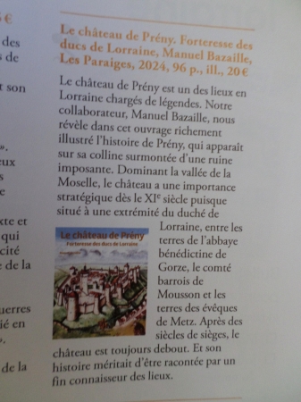 Évocation de mon ouvrage sur le château de Prény