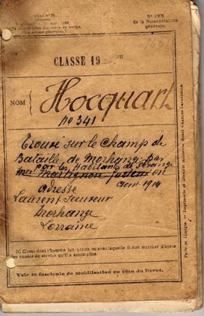 Le carnet militaire d'Alphonse Charles Hocquart