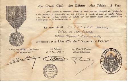 Diplômé de la bataille de Verdun